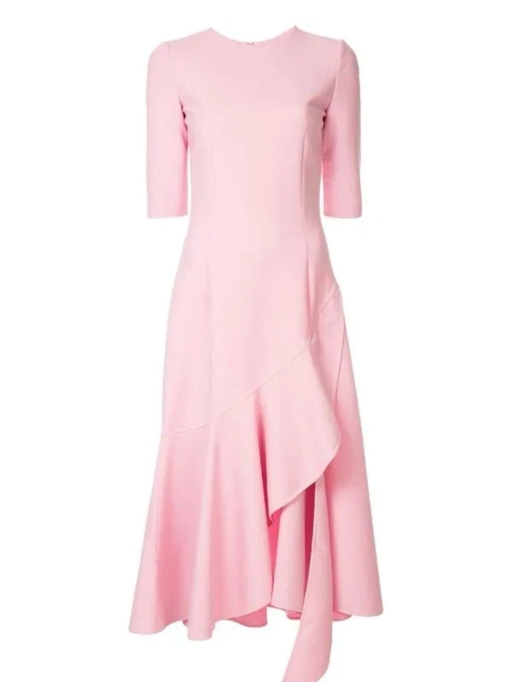 Oscar de la Renta pink asymmetrical lightweight wool dress 14
